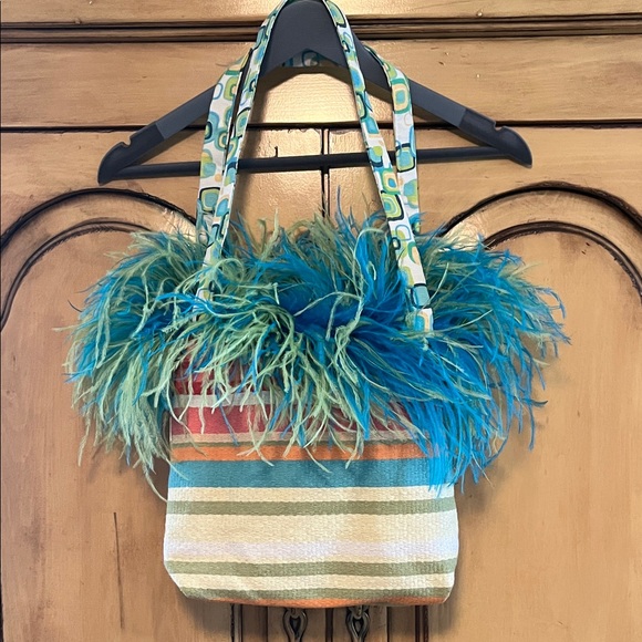 Sherrie D. Giles Designs Handbags - Colorful ReVErsiBLe Feathered Tote Bag